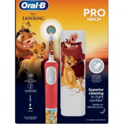 Oral-B Vitality Pro Kids Lion King Επαναφορτιζόμενη Ηλεκτρική Οδοντόβουρτσα Για Παιδιά 3+, 1τμχ & Θήκη Ταξιδιού