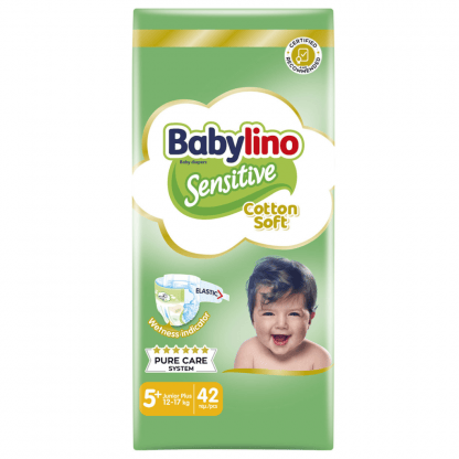 Πάνες Babylino Sensitive Cotton Soft Value Pack No5+ (12-17Kg) 42τεμ