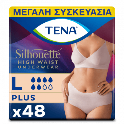 TENA Silhouette Plus Κρεμ Large Ψηλόμεσο 95-125cm, 48τεμ (6*8τεμ)