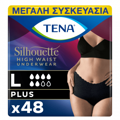 TENA Silhouette Plus Μαύρο Large Ψηλόμεσο 95-125cm, 48τεμ (6*8τεμ)