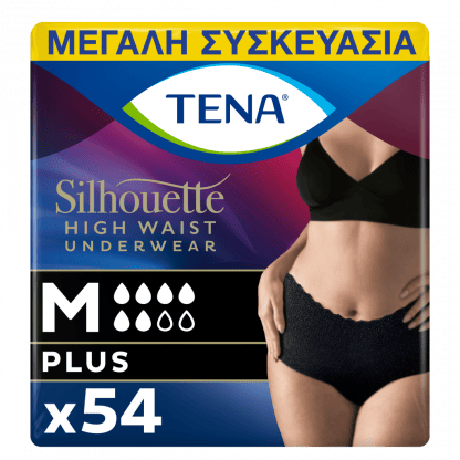 TENA Silhouette Plus Μαύρο Medium Ψηλόμεσο 75-100cm, 54τεμ (6*9τεμ)