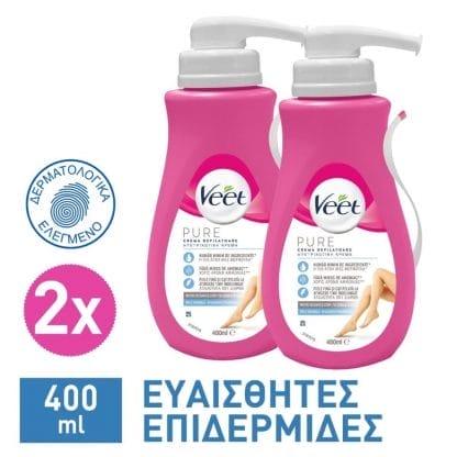 Veet Κρέμα Αποτρίχωσης για Ευαίσθητες Επιδερμίδες 2*400ml