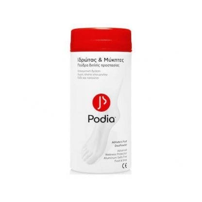 PODIA Athlete' s Foot Deopowder Πούδρα Διπλής Προστασίας Από Ιδρώτα Και Κακοσμία 100gr