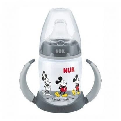 NUK First Choice Disney Mickey Μπιμπερό Εκπαίδευσης Με Στόμιο Σιλικόνης & 2 Λαβές 150ml - Γκρι