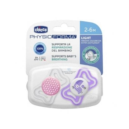 CHICCO Physio Light Πιπίλα Σιλικονης 2-6m Ρόζ 2 Τεμάχια