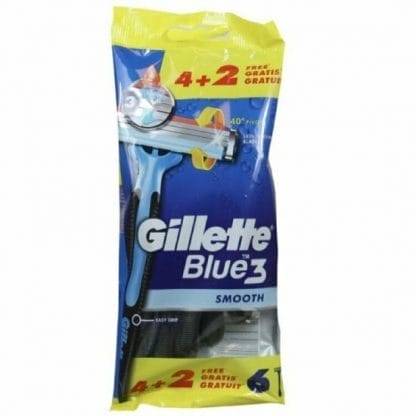 GILLETTE Blue 3 Smooth Ξυραφάκια Μιας Χρήσης Με 3 Λεπίδες Και Λιπαντική Ταινία 4+2 Τεμάχια