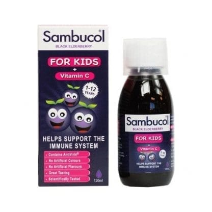 SAMBUCOL Kids + Vitamin C Συμπλήρωμα Για Την Ενίσχυση Του Ανοσοποιητικού 120ml