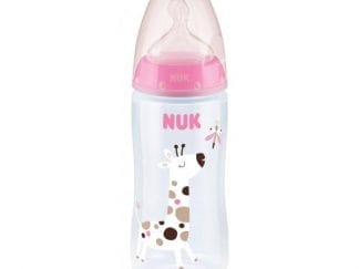 NUK First Choice Plus Μπιμπερό Πλαστικό με Θηλή Σιλικόνης & Δείκτη Ελέγχου Θερμοκρασίας 6-18m 300ml - Φούξια