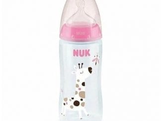 NUK First Choice Plus Πλαστικό Μπιμπερό No Colic με Θηλή Σιλικόνης Μέγεθος XL Temperature Control 6-18 Μηνών 360ML - Ροζ