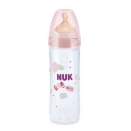 NUK New Classic Πλαστικό Μπιμπερό με Θηλή Καουτσούκ 6m+ με Θηλή 250 ml - Ροζ