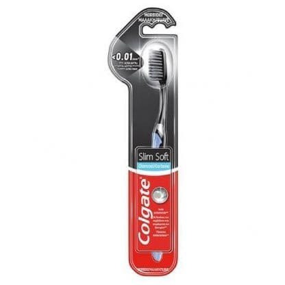 COLGATE Slim Soft ULTRA Οδοντόβουρτσα με Ξυλάνθρακα 1 τεμάχιο - Μαυρο-Μπλε
