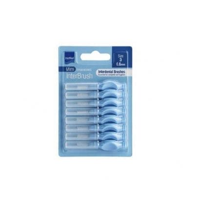 INTERMED Mini Ergonomic InterBrush 3 Μεσοδόντια Βουρτσάκια Γαλάζια 0.6mm 8 Τεμάχια
