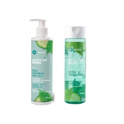 MEDISEI Panthenol Καθαρισμός Και Τόνωση Με Γαλάκτωμα 250ml +Τονωτική Λοσιόν Καθαρισμού Προσώπου 200ml 1Σετ