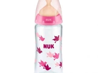 NUK Γυάλινο Μπιμπερό First Choice Plus Temperature Control Κατά Των Κολικών Με Θηλή Καουτσούκ 0-6m 240ml