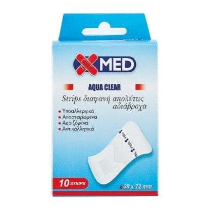 X-MED Aqua Clear Strips 38x72mm 10 Τεμάχια