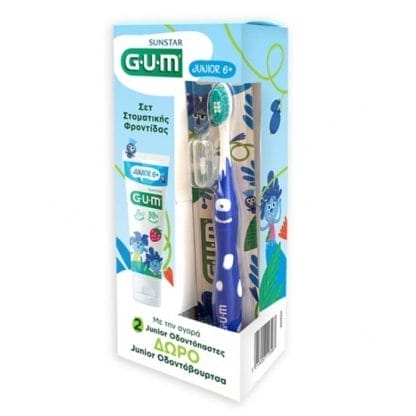 GUM Οδοντόκρεμα 6+ Ετών 2 Τεμάχια & Οδοντόβουρτσα Junior Monster 6+ Ετών 1 Τεμάχιο