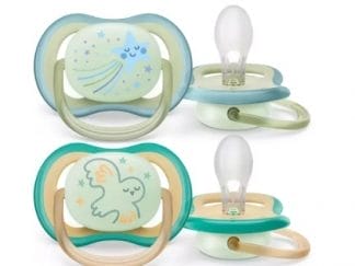 PHILIPS AVENT Ultra Air Nighttime Ορθοδοντική Πιπίλα Σιλικόνης 0-6m Αστέρι - Κουκουβάγια 2 Tεμάχια