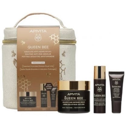 APIVITA Queen Bee Ρουτίνα Απόλυτης Αντιγήρανσης Με Αντιγηραντική Κρέμα Ελαφριάς Υφής 50ml & Queen Bee Serum Αντιγηραντικός Ορός Προσώπου 10ml & Κρέμα Ματιών,5ml