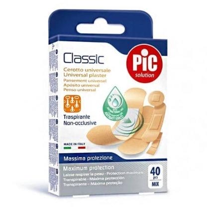 PIC Classic Strips Mix Αυτοκόλλητα Αποστειρωμένα Τσιρότα 5 Μεγέθη 40 Τεμάχια
