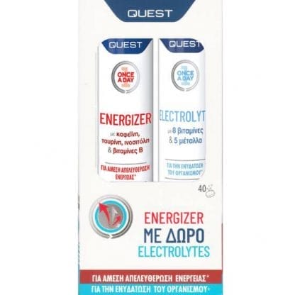QUEST Once A Day Energizer 20 Αναβράζουσες Ταμπλέτες & Once A Day Electrolytes 20 Αναβράζουσες Ταμπλέτες