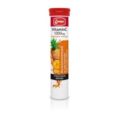 LANES Vitamin C 1000mg Pineapple Mango 20 Αναβράζοντα Δισκία