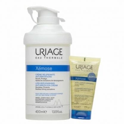 URIAGE Xemose Lipid-Replenishing Anti-Irritation Cream 400ml & Cleansing Soothing Oil 50ml