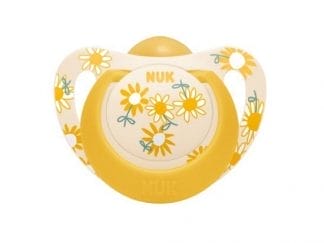 NUK Star Ορθοδοντική Πιπίλα Καουτσούκ Με Θήκη 6-18m 1Τεμάχιο - Κίτρινο
