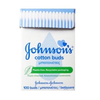 JOHNSON'S Cotton Μπατονέτες Σε Ανακυκλώσιμη Συσκευασία 100 Τεμάχια