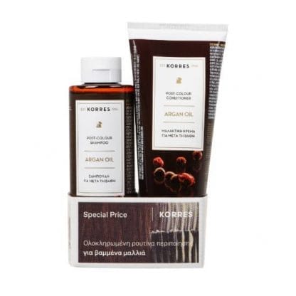KORRES Argan Oil Post-Colour Shampoo Σαμπουάν για μετά τη Βαφή 250ml & Argan Oil Post-Colour Conditioner Μαλακτική Κρέμα 200ml